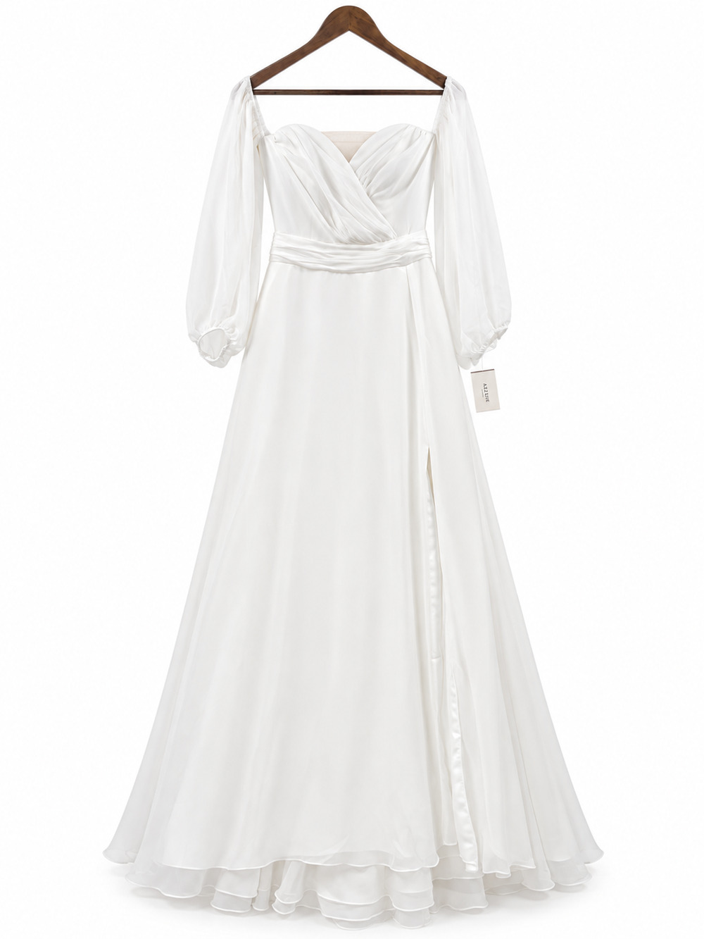 David’s Bridal Off Shoulder Chiffon Wedding Dress Size 12 A-Line Gown